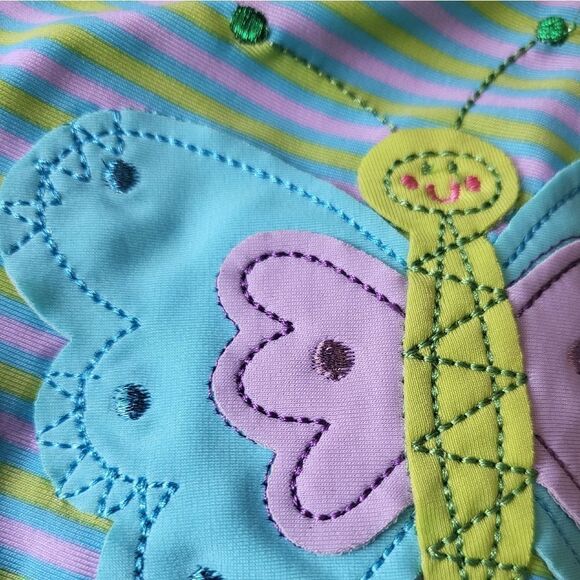 Baby Buns Inc. Stripe Butterfly Applique Toddler Baby Swimsuit - Picture 4 of 5